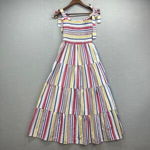 Lost Creek Maxi Dress Womens S Multicolor Striped Smocked Tiered Boho Vacation